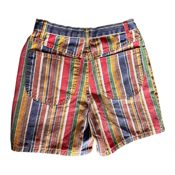 90s Y2K Jay Jacob’s Rainbow Striped Mom Jean Shorts VTG 26” High Waist Denim - Picture 3 of 7